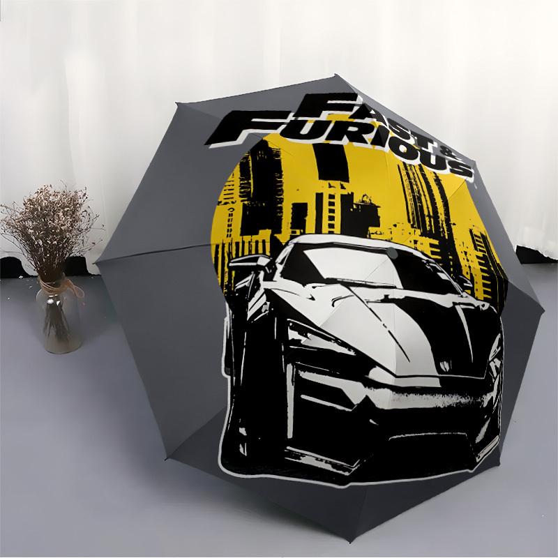 1pc Fast Furious Car Automatic Open/close Umbrella, Heavy-Duty Iron Frame, Folding Portable Design, Travel, Everyday Use201