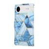 For iPhone 17 Air Case Lacquered Marble Pattern Leather Phone Cover with Wrist Strap