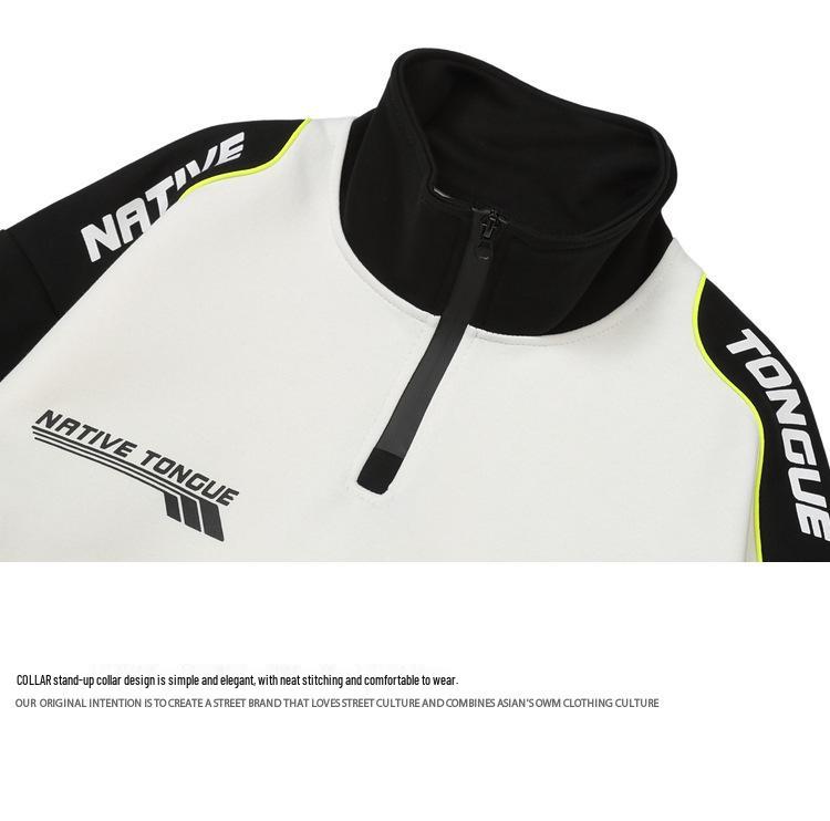 Унисекс ретро-толстовка на молнии с воротником-стойкой - Модная куртка для мотоцикла на весну/осень