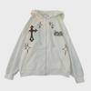 Cross Flame Embroidered Retro Hip Hop Unisex Cardigan Jacket