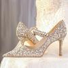 Модная европейская и американская жемчужная свадебная обувь, обувь невесты, туфли на высоком каблуке со стразами, нишевые стеклянные сандалии с чувством дизайна