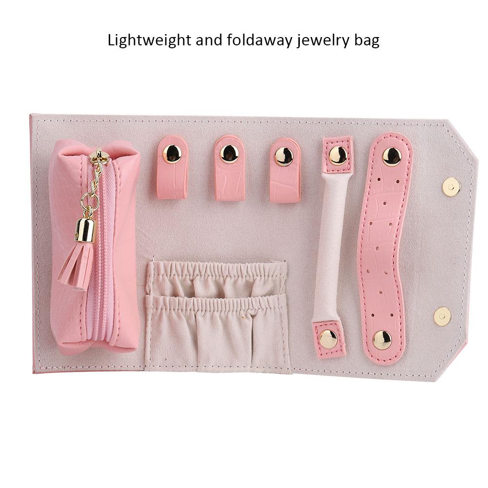 Элегантный органайзер из искусственной кожи для хранения ювелирных изделий в рулоне для путешествий