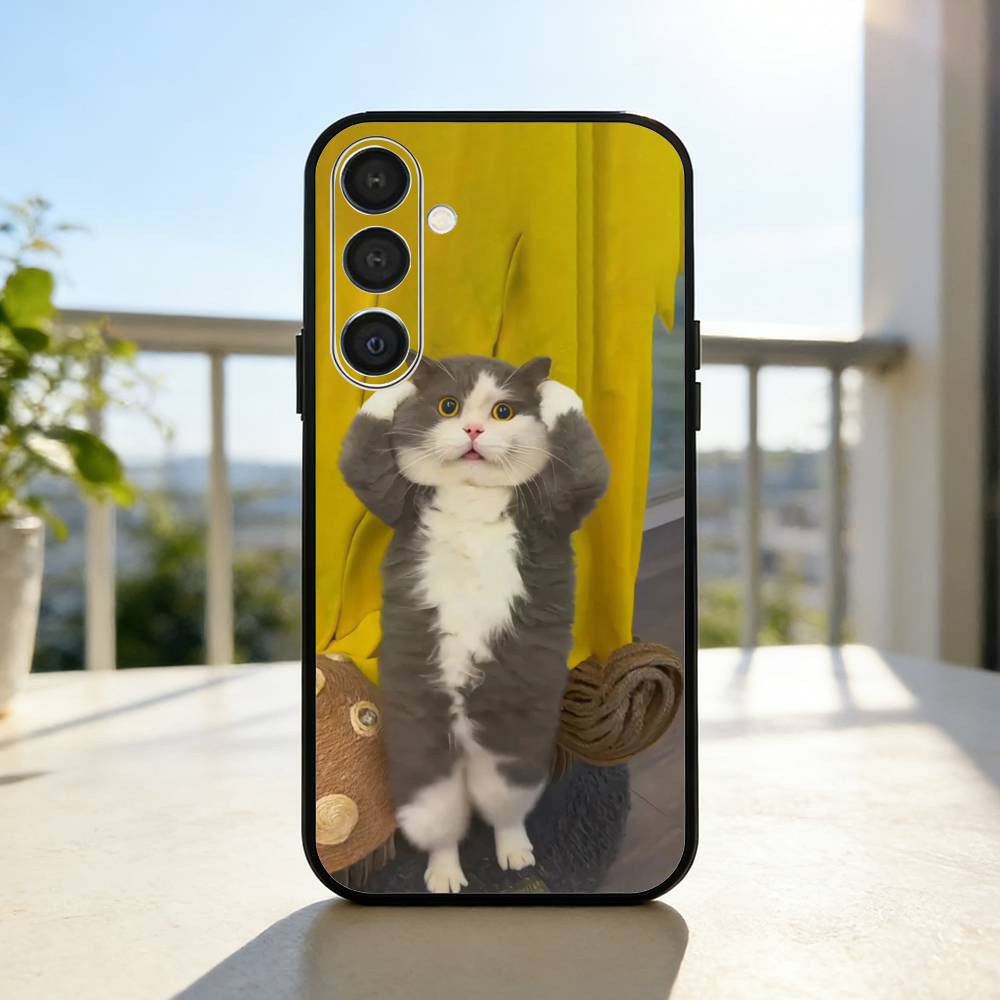 Смешные Мемы с Котами Чехол для Телефона Для Samsung  A73,A21s,A22,A31,A32,A52,A53,A71,A80,Мягкий Черный Корпус