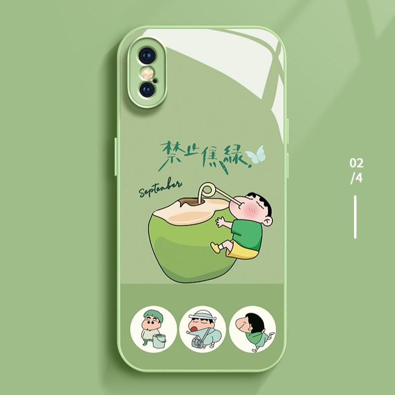 No burnt green is suitable for Apple 16promax mobile phone case iPhone new cartoon glass case
