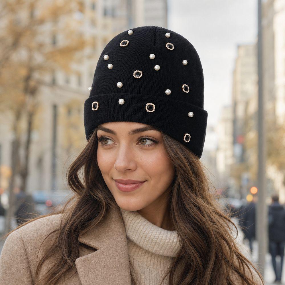 Brimless Style Knitted Beanie Hat Knitted Texture Brimless Skull Cap Fashion Cold Cap  Women