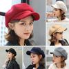 Ladies Beret Short Brim Plush Retro Dome Solid Color Headpiece Lightweight English Style Octagonal Cap Peaked Cap for Shopping Travel Dating