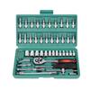 46-Piece 1/2-Inch Drive Socket Set with Adjustable Wrenches Carbon Steel Box Packing for Bicycle/Motorcycle/Car Repair