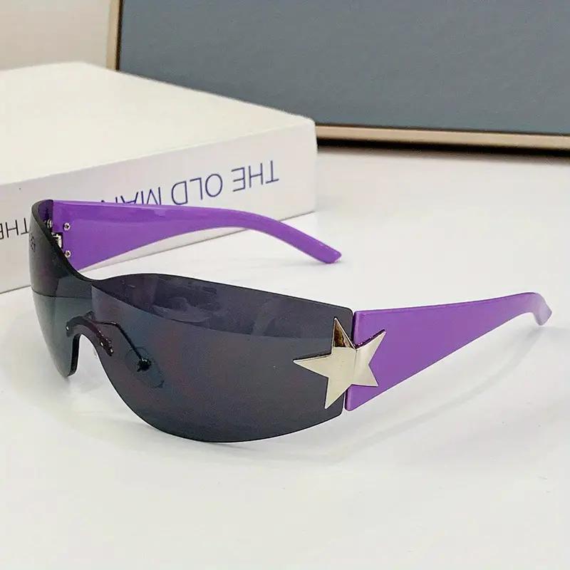 Спортивные солнцезащитные очки цельной конструкции для мужчин и женщин, без оправы, для личности, Y2K, роскошные, фестивальные солнцезащитные очки