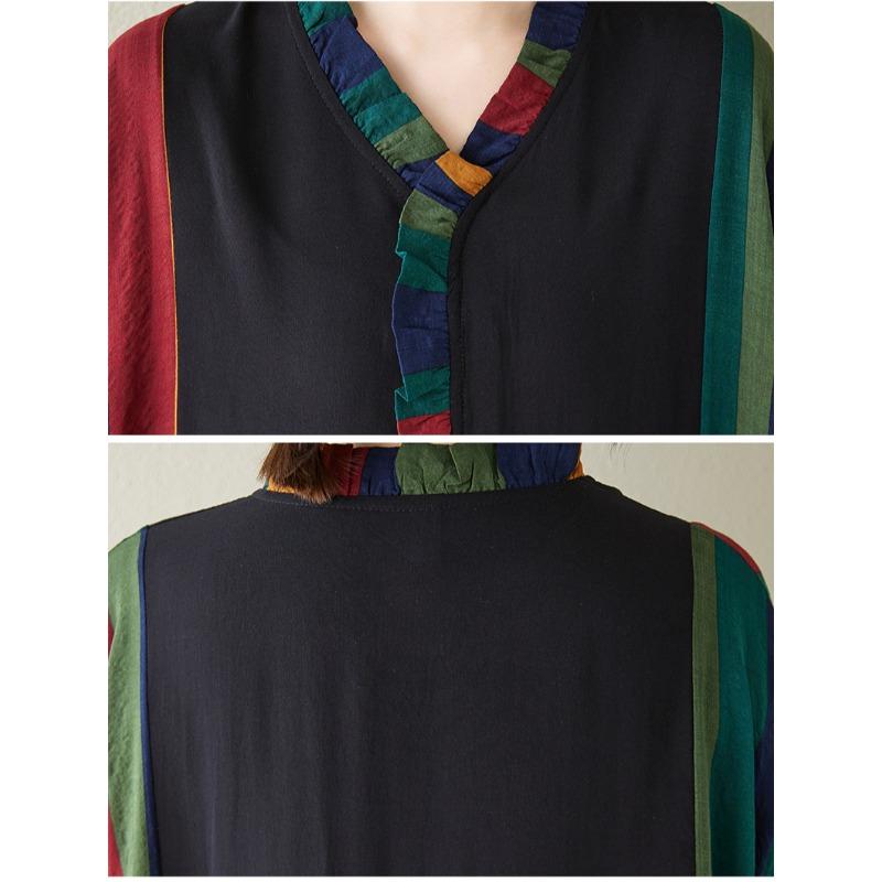 DIMANAF 2025 Летнее платье больших размеров для женщин Повседневное длинное винтажное льняное платье Свободное базовое платье с коротким рукавом