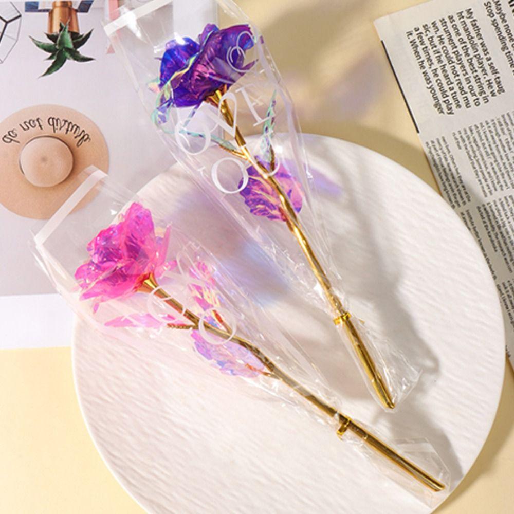 LED Lights Gold Foil Rose Flower Glowing Wedding Fake Flower Valentine's Day