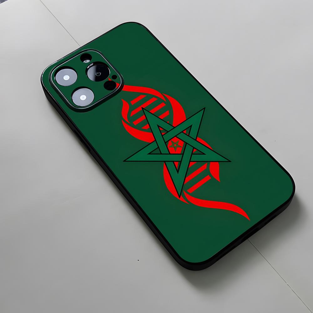 Флаг Марокко Герб Паспорт Чехол для Телефона Для Iphone 16 15 12 14 Se 2020 Защита от Подглядывания 16 Pro Max 11 13 Xr X Xs Mini Plus Забавный