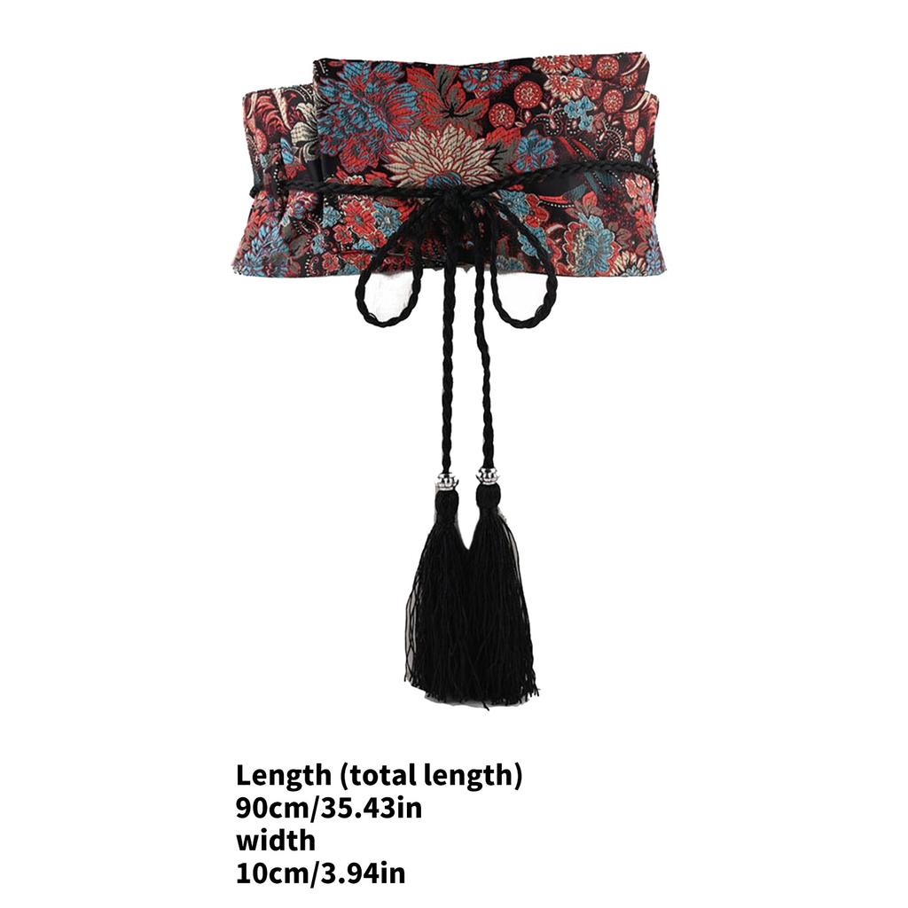 Жаккардовый пояс с кисточками для женщин, регулируемая длина, модный пояс для ханфу для повседневной и дорожной одежды