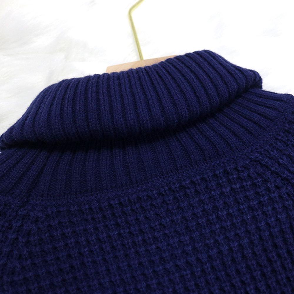 Женский вязаный свитер с высоким воротом, свободный размер, большие размеры, теплый вязаный джемпер, пуловер на зиму осень