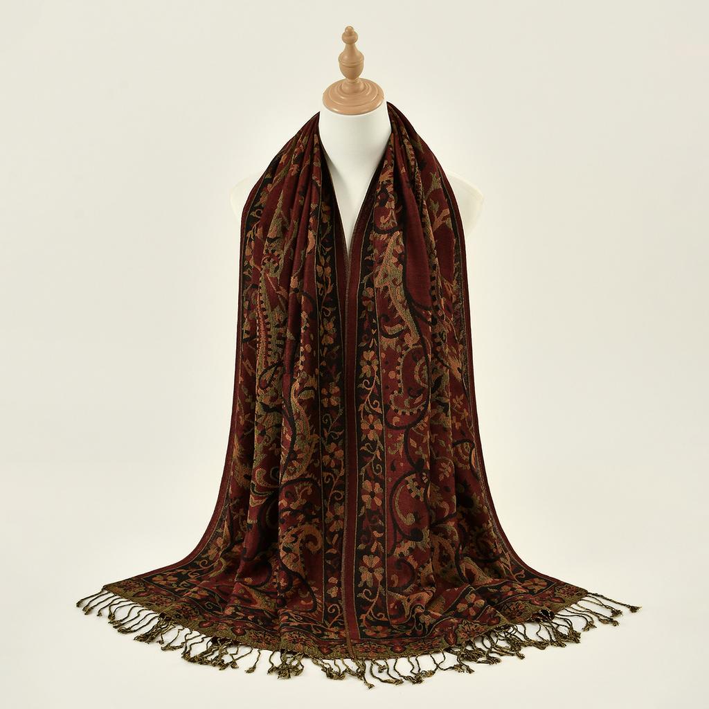 Ethnic Style Cashew Embroidered Polyester Long Towel Versatile Fashion High Quality Women's Travel Shawl