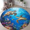 Watercolor Sea Turtle Coral Round Area Rug Non-Slip Floor Mat for  Bedroom  Ocean Themed Decor