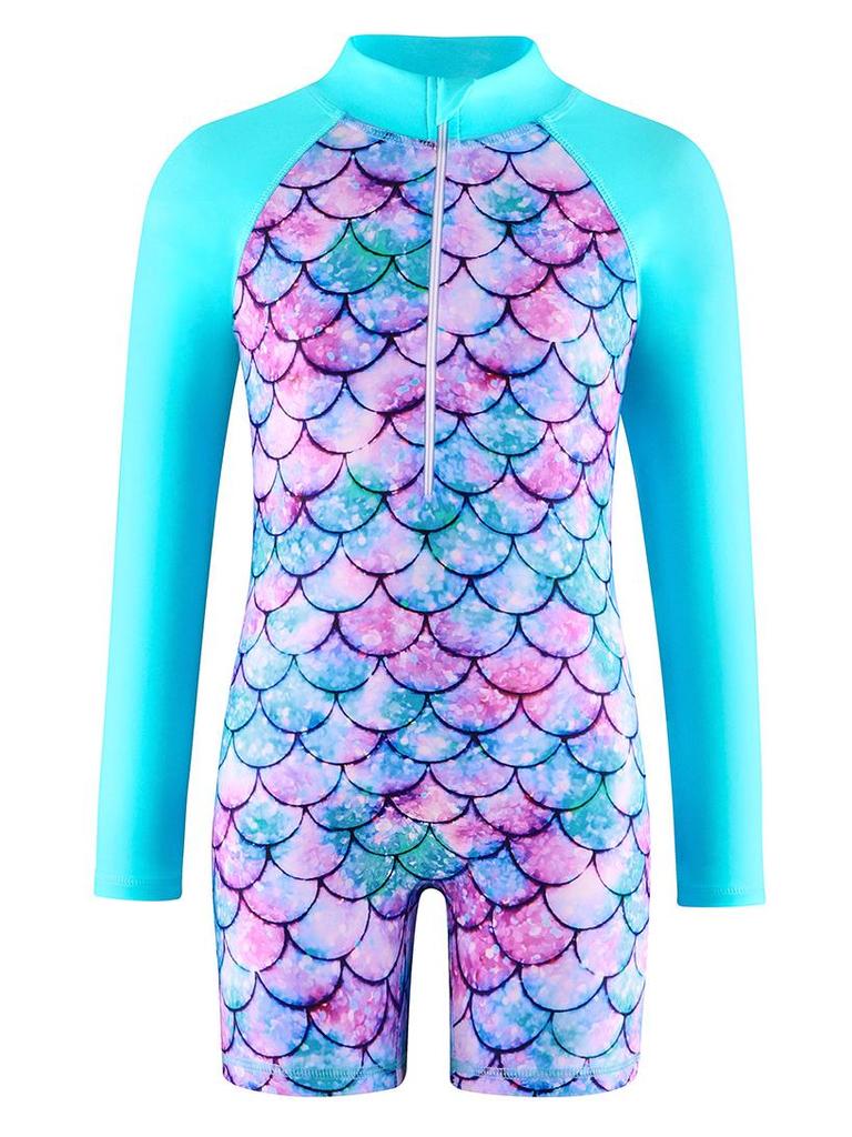 Купальник с длинным рукавом для девочек с единорогом - Защита от солнца, быстросохнущая купальная одежда для детей