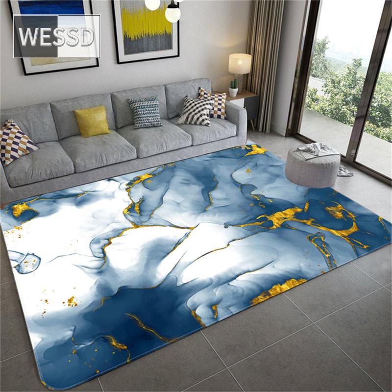 Синий Белый Картина Абстрактная Большой Коврик Для Гостиной Современная Фланелевая Губка Диван Ковер Входные Коврики Украшение Дома