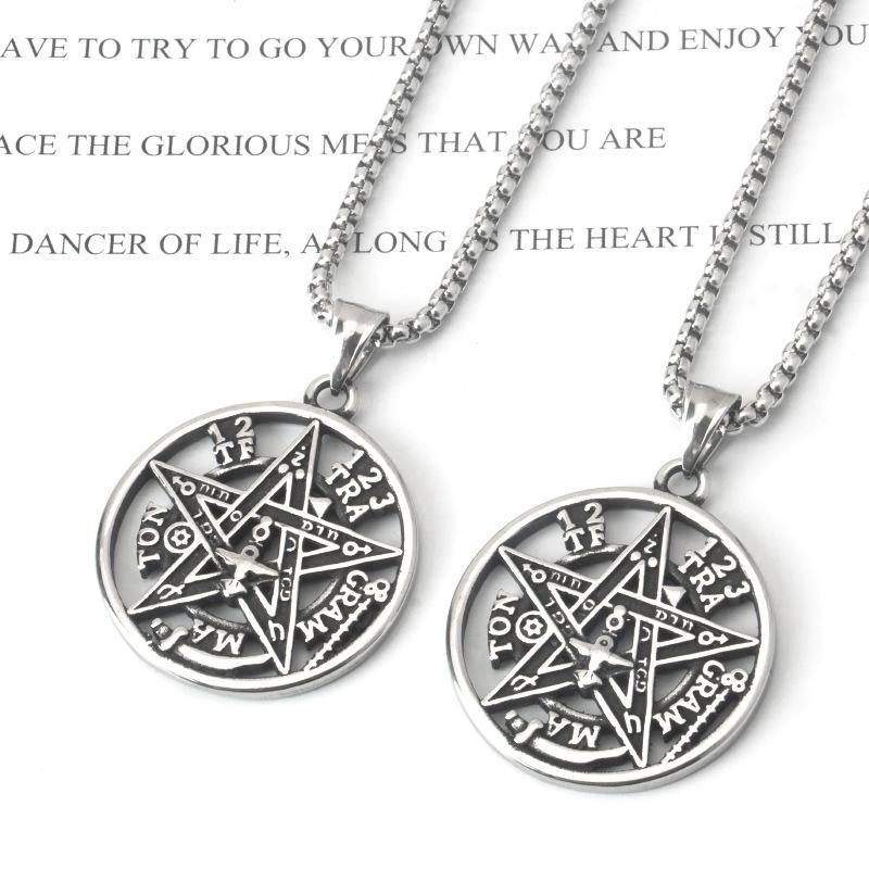 Индивидуальное ожерелье из тибетской нержавеющей стали 316L с пятиконечной звездой и пентаграммой в форме тетраграмматона для женщин или мужчин