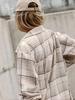 Повседневная клетчатая куртка-рубашка с капюшоном в стиле кросс-бордер - Осень/Зима, Съемный капюшон, Застежка на пуговицах, Свободный крой с карманом.