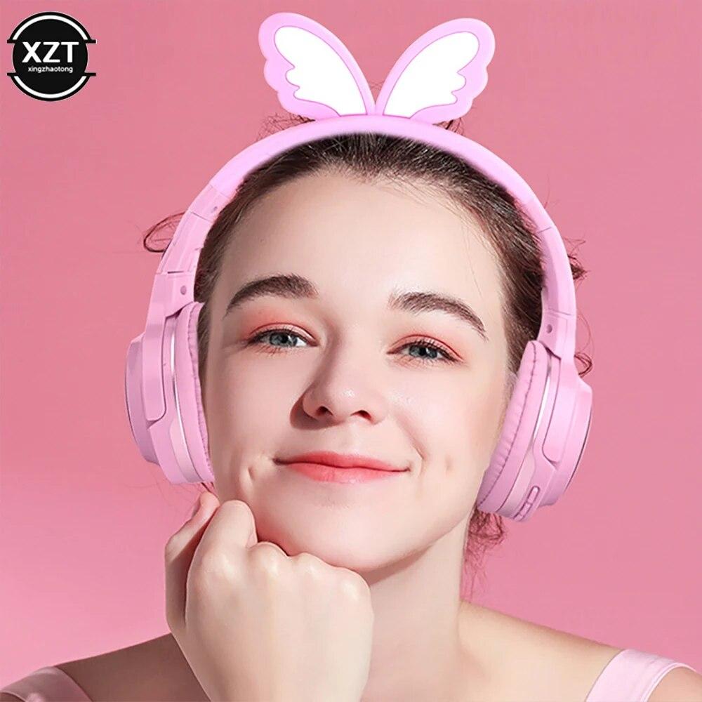 Симпатичная Bluetooth 5,0 гарнитура, 7 цветов, светодиодные наушники, беспроводные наушники для детей, детский подарок, SD-карта, аудиокабель 3,5 мм, наушники