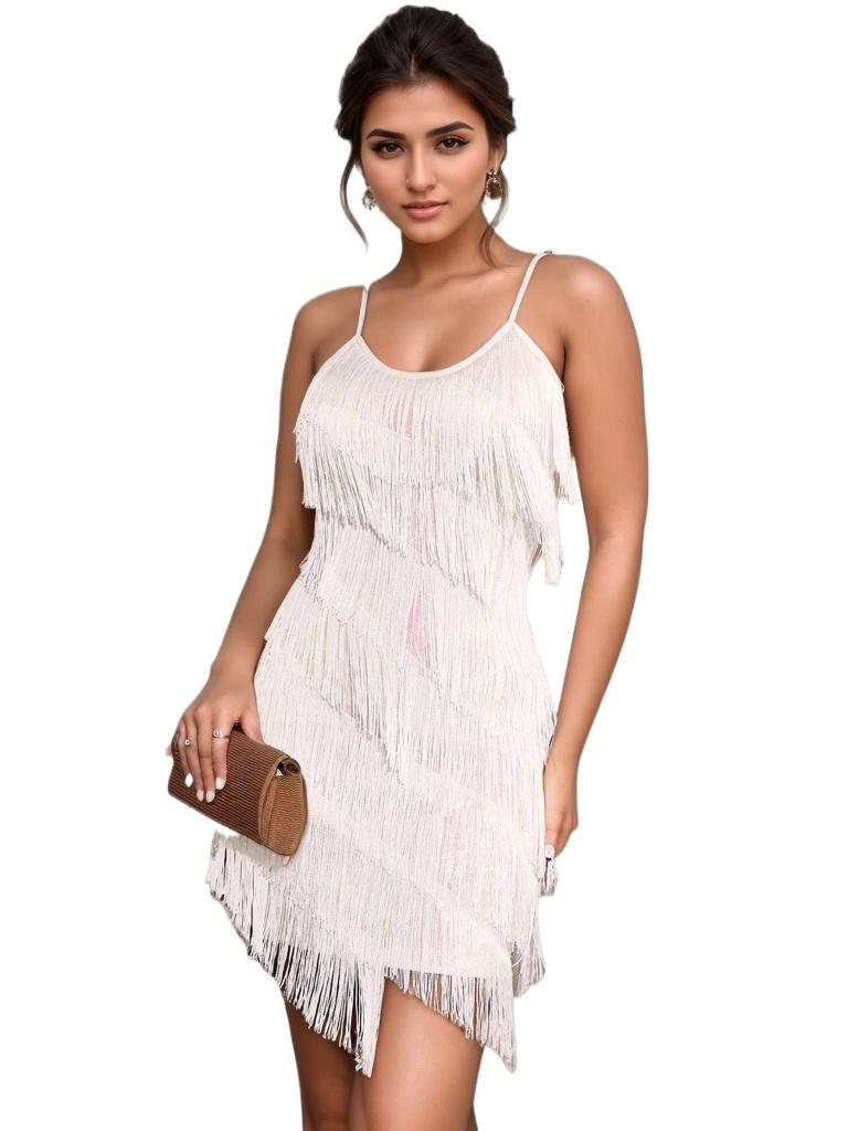Платье-футляр Rose Beauty с бахромой и пайетками