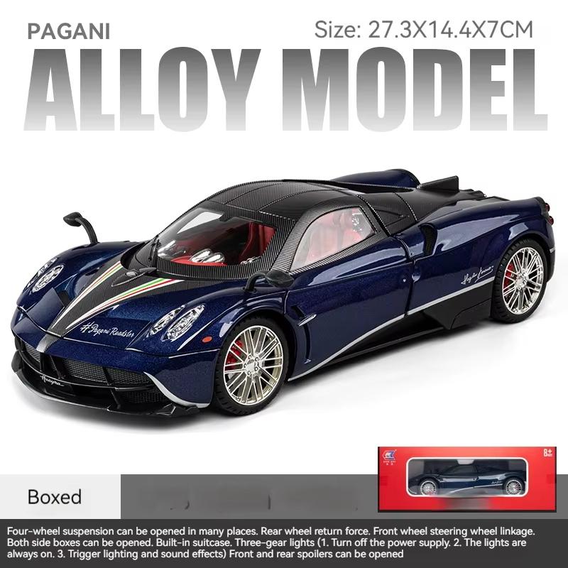 1/18 Pagani Alloy Sports Car Model Diecast Metal Racing Car Model Simulation Sound and Light Pull Back Children's Toy Boys Collection Decorations Gift
