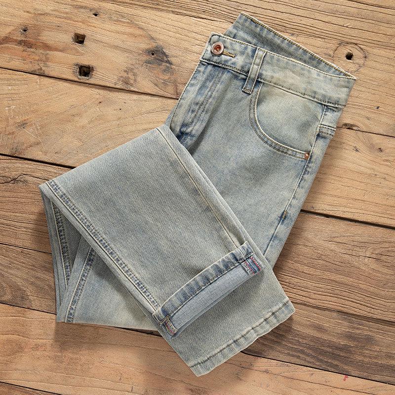 Мужские облегающие светлые эластичные джинсы в стиле ретро 2024 года — модные и универсальные