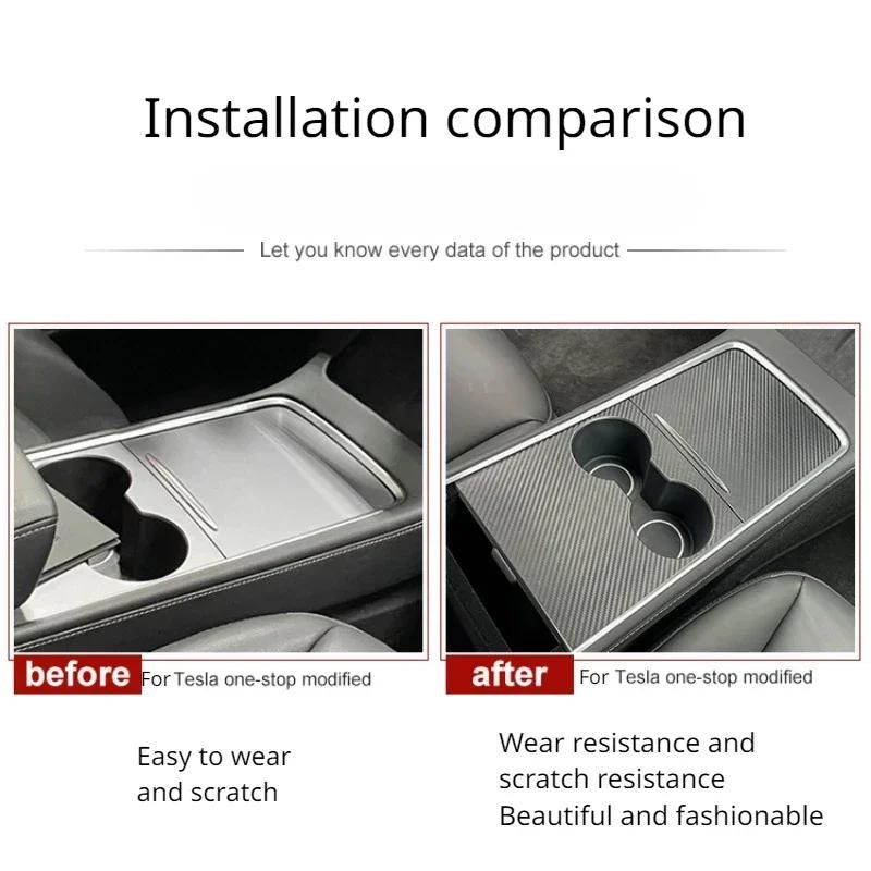 Крышка центральной консоли для Tesla Model 3 Y Настоящее углеволокно Панель отделки подлокотника центрального управления Аксессуары для интерьера автомобиля 2025-2025