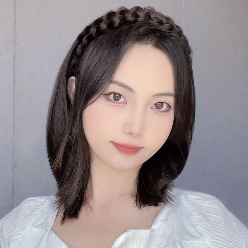 Синтетическая повязка на голову с центральным пробором, 3D накладки, модный парик, повязка на волосы для женщин