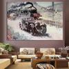 London Industrial Revolution Vehicle Train Car Poster Vintage Wall Art Retro Decor Traffic Canvas Oil Painting Living Room Decor
