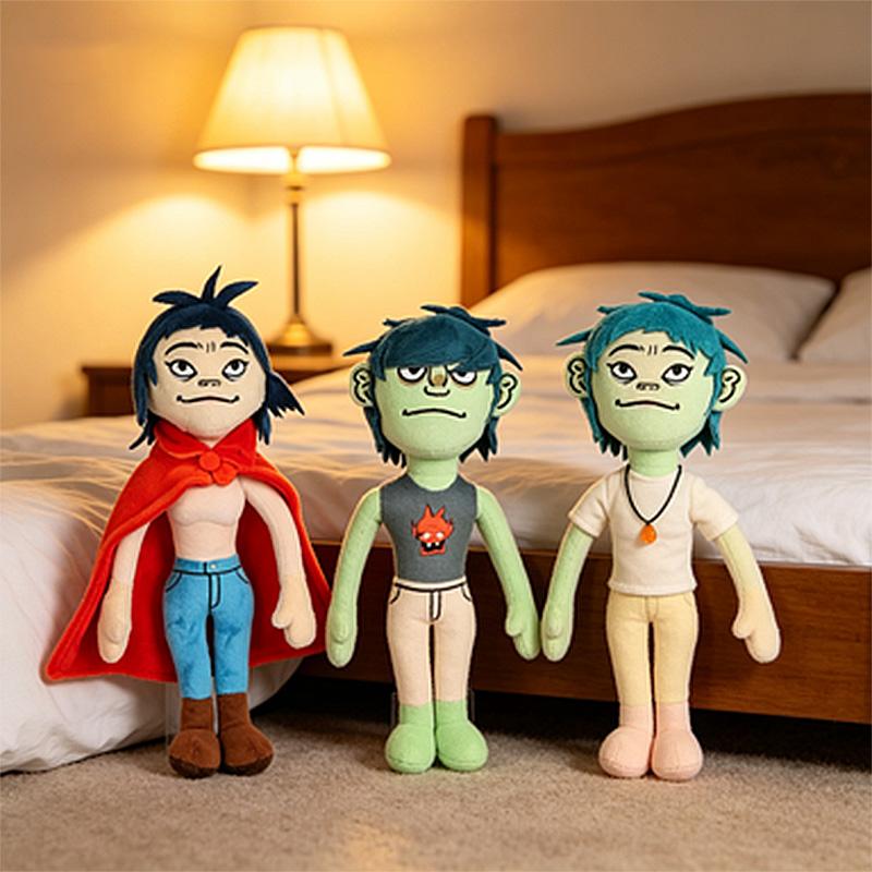 Новая плюшевая кукла Gorillaz Noodle Каваи Виртуальная группа Уличный боец Мягкая игрушка Милый мальчик в красном плаще Для фанатов Энтузиастов Детский подарок