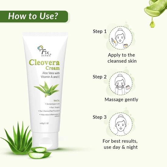 Крем Fixderma Cleovera, увлажняющий крем для кожи с алоэ вера, снимает воспаление и помогает после операции, после бритья и депиляции, без парабенов - 60 г