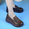 Retro Single Shoes Women's 2025 Spring New Loafers Platform British Style Round Head Comfortable Muffin Sole Mother Leather Shoes