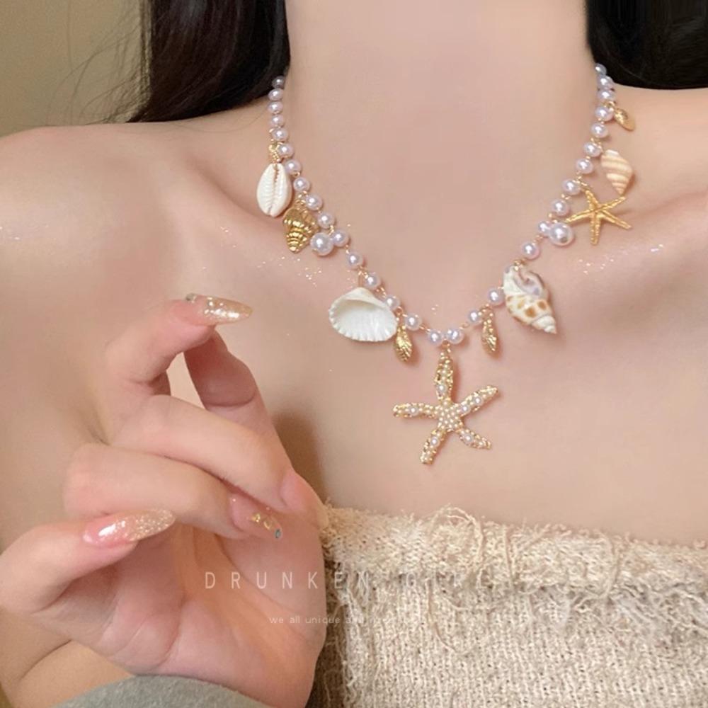 Shell Beads Neck Chain Sea Star Jewelry Accessories New Necklace Women