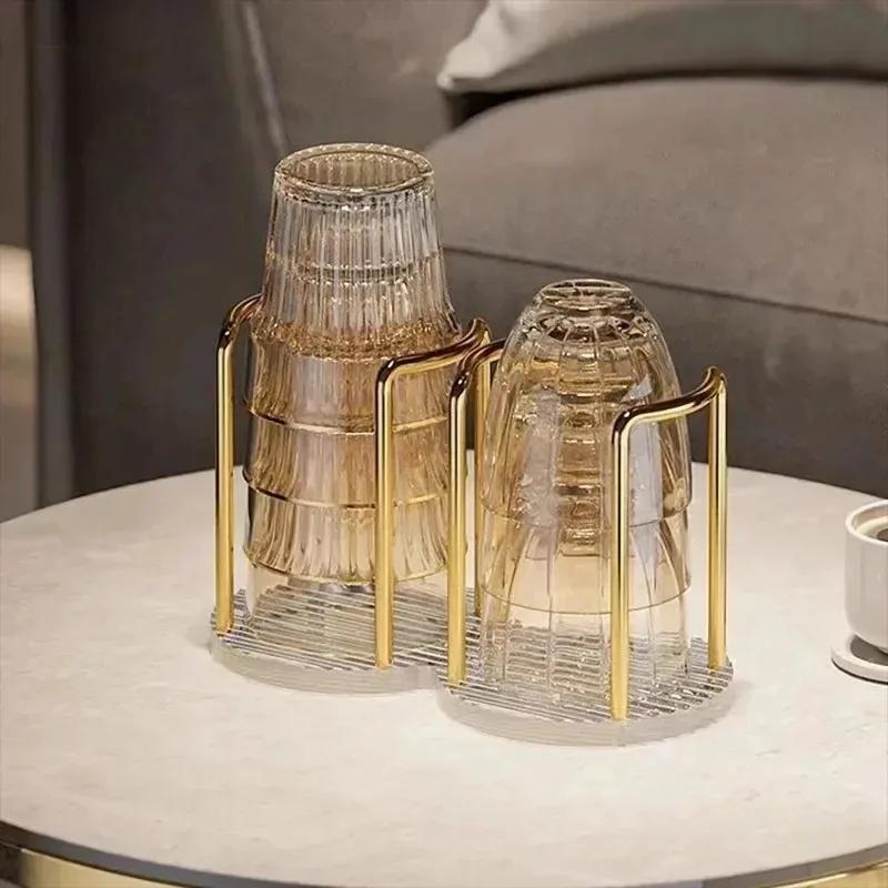 Simple Storage Rack for Water Tea Cups Luxury Disposable Cup Dispenser Rack with Long Stick Cup Display Rack Home Storage Rack