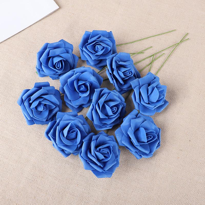20Pcs Rose Artificial Flowers With Stem Foam Fake Roses Wedding Bouquet Centerpieces Decoration Birthday Party DIY Gift Craft