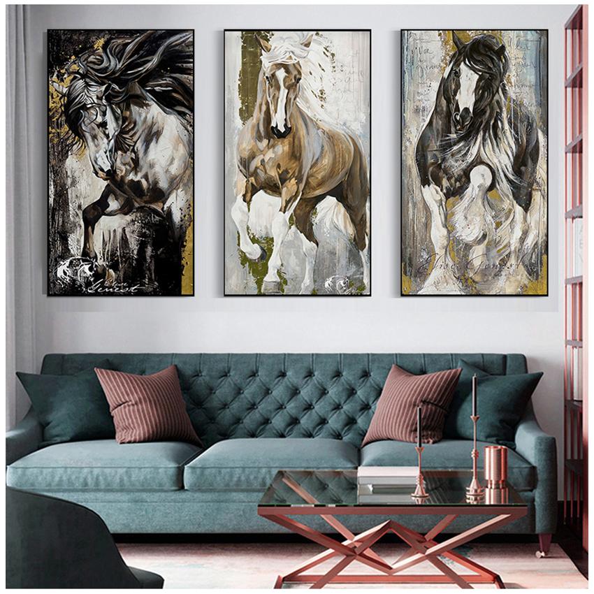 Painting for Living Room No Frame  Modern Horse Canvas Painting Animals Wall Art Pop Painting Big Size Canvas
