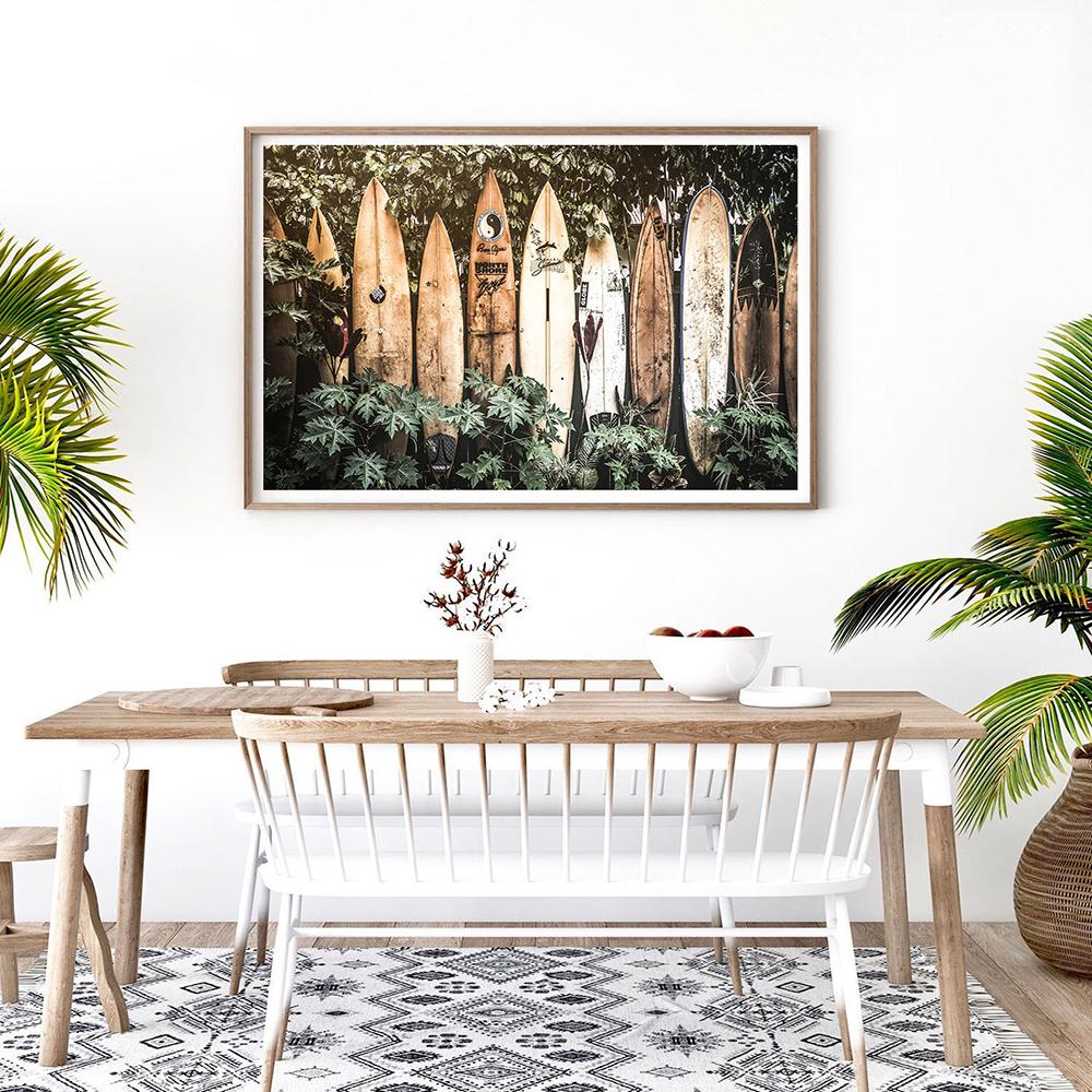 Летние тропические плакаты и принты с серфингом Картина на холсте Гавайи Доска для серфинга Настенные художественные картины Украшение гостиной Домашний декор