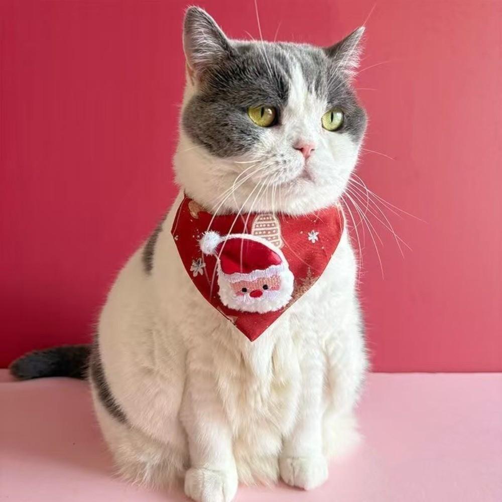 Red Green Christmas Pet Bandana Adjustable Strap Dog Triangle Scarf Dog Owners