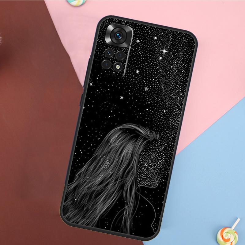 Черно-белый Галактический Эстетичный Чехол Для Xiaomi Redmi Note 13 14 Pro 12 11 9 10 9S 10S 11S 12S Redmi 14C 10C 12C 13C
