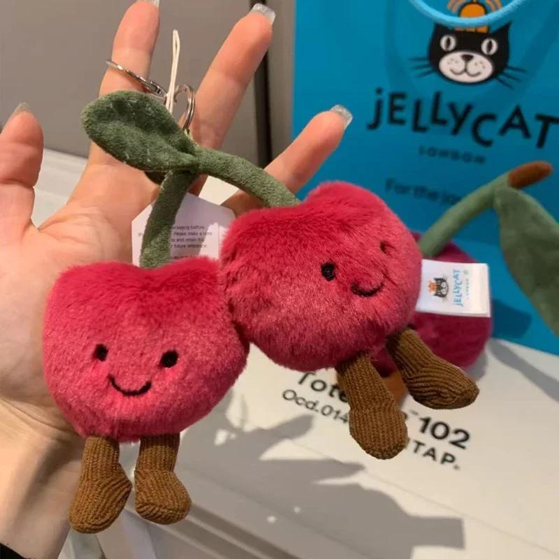 Cartoon Cute Fruit and Vegetable Plush Series Keychain Toy Peach Pear Cherry Doll Smiling Face Fruit Decoration Pet Gift