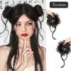 Synthetic Straight Donut Chignon With Elastic Rubber Band Scrunchies Messy Hair Bun Updo Hairpieces Extensions For Women Black