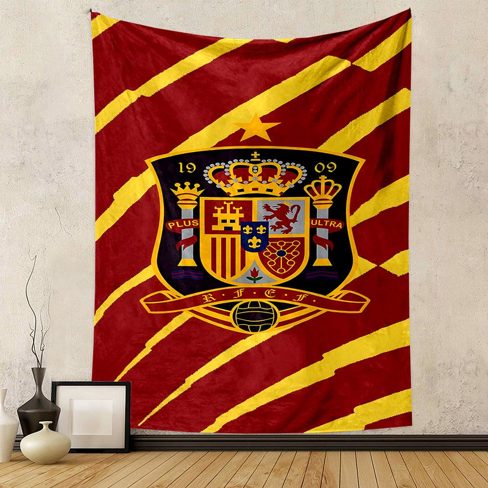 Spanish Football Crest Design Patterned tapestry home decor, suitable for bedroom and living room, gift