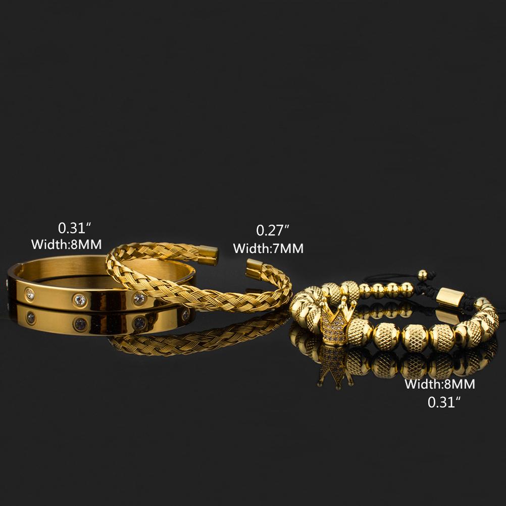 Роскошные браслеты-короны с микропаве, римский королевский шарм, мужские браслеты из нержавеющей стали с кристаллами, браслеты-манжеты, парные украшения, подарок