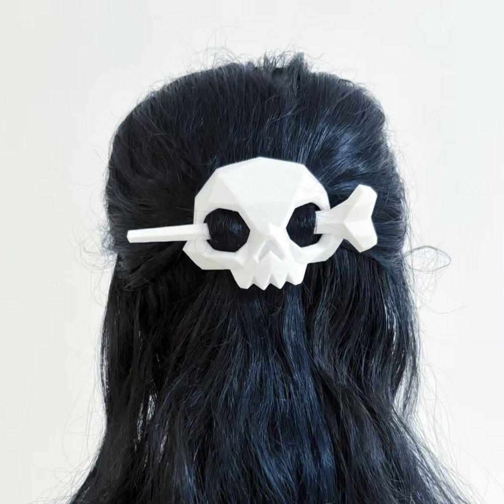 Punk Style Skull Hair Sticks Hollow Halloween Skull Headwear Fashion Skeleton Hairpin Daily Wear