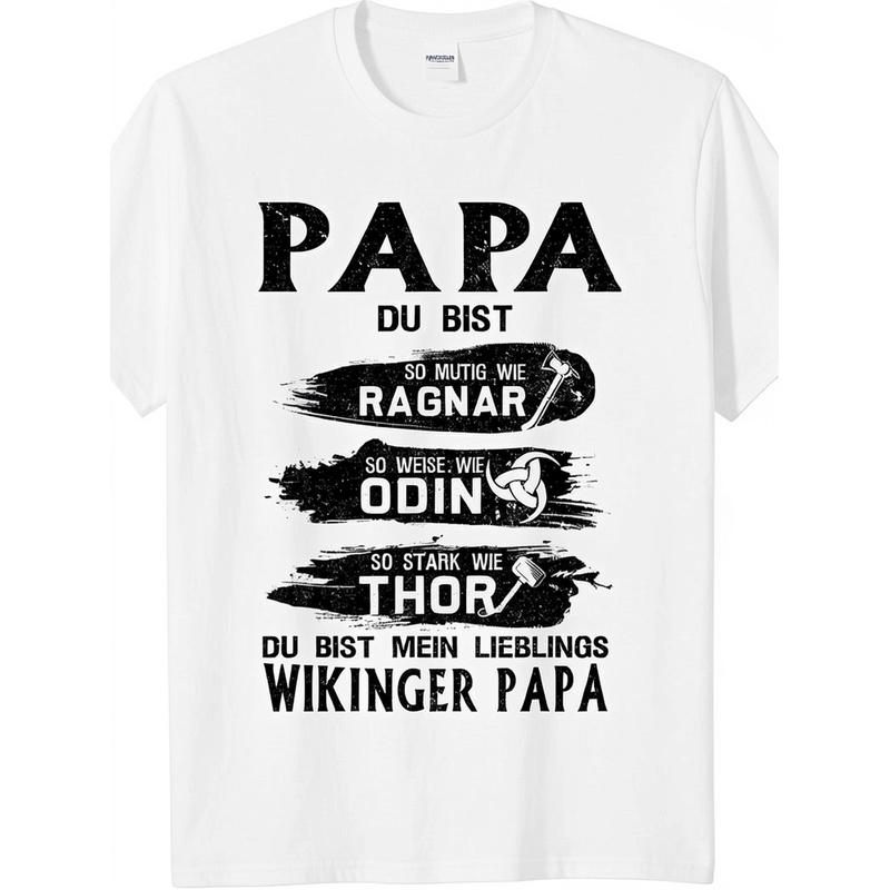 Nordic Gods Papa Viking Saying Odin Bester Papa Vater T-Shirt Solid Black T-Shirt Men Stylish Perfect for Home|Outdoor|Work|Gifting