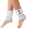 1 Pair Winter Ankle Covers Knitted Anti-slip Solid Color Button Decor Elastic Twisted Texture