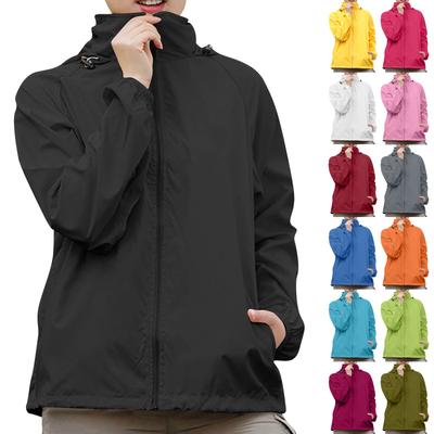Женская однотонная куртка с капюшоном и длинными рукавами, ветровка, солнцезащитная куртка, спортивная куртка на открытом воздухе