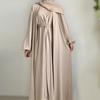 Abaya Crinkle Fabric Open Abaya Inner Long Dress Islamic Muslim Women Dresses Turkish Kaftan Eid