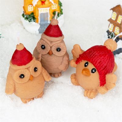 3D Сова в Рождественской шапке Силиконовая форма для свечей DIY Милый дизайн животного Свечи Гипс Праздничный домашний декор